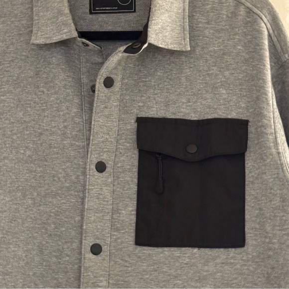 Express men’s collared button up shirt jacket | gray/black | Size L | New - Picture 4 of 11